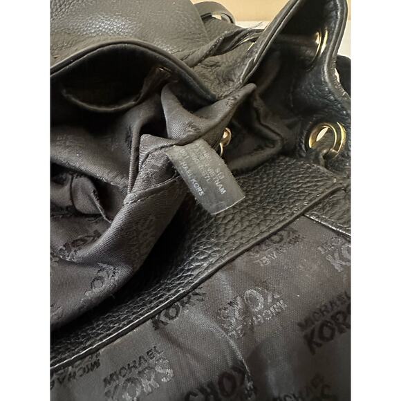 Michael Kors Backpack Riley Pebble Leather Drawstring Bag Black (35S8GRLB7L) - Picture 14 of 16